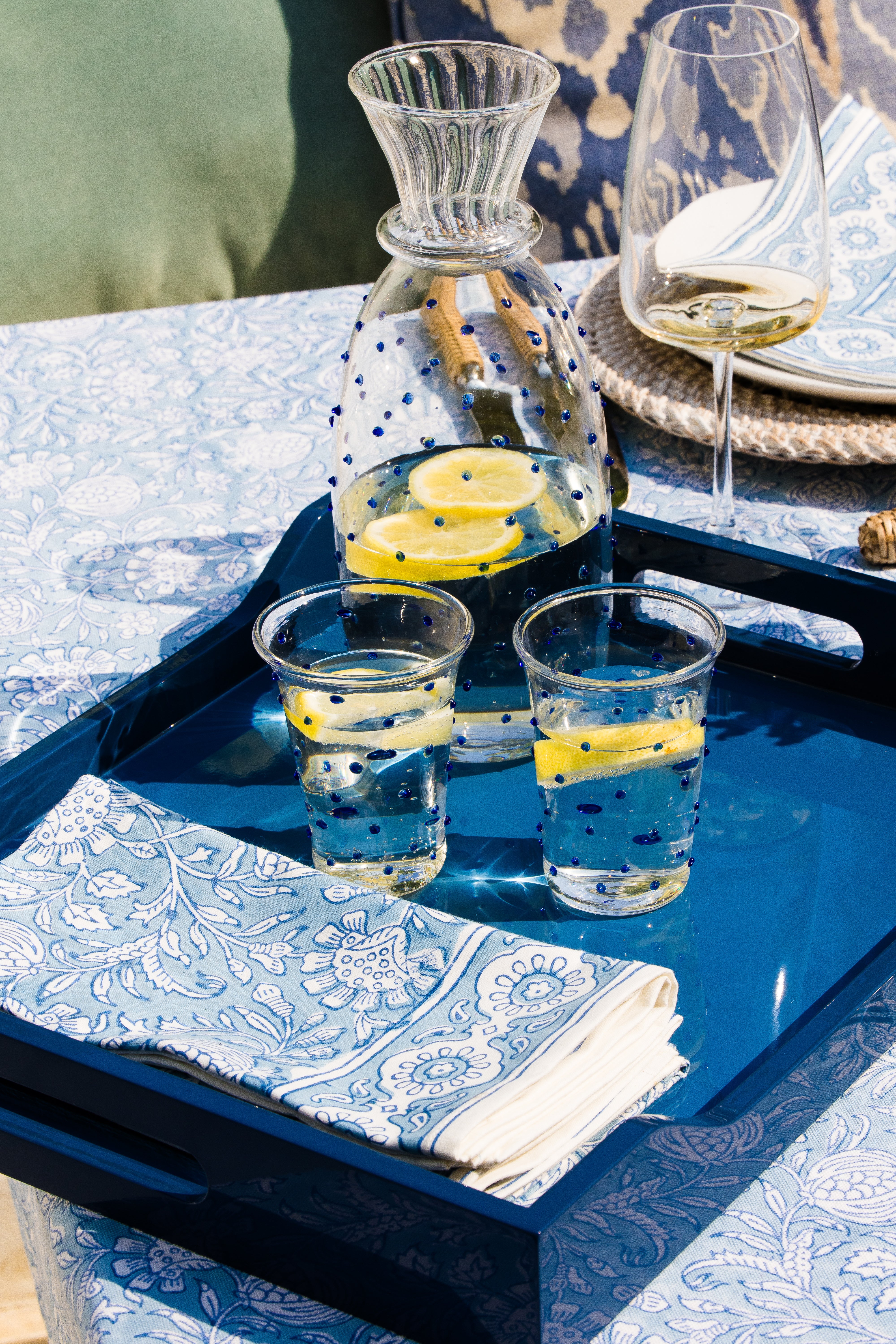 Blue Two Tone Lacquer Serving Tray - Medium