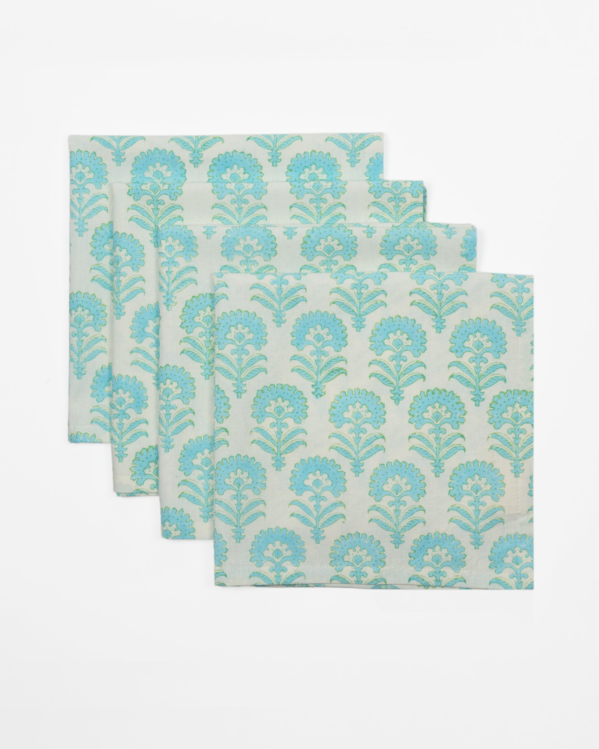 Contemporary Blue Floral Napkins Set of 4