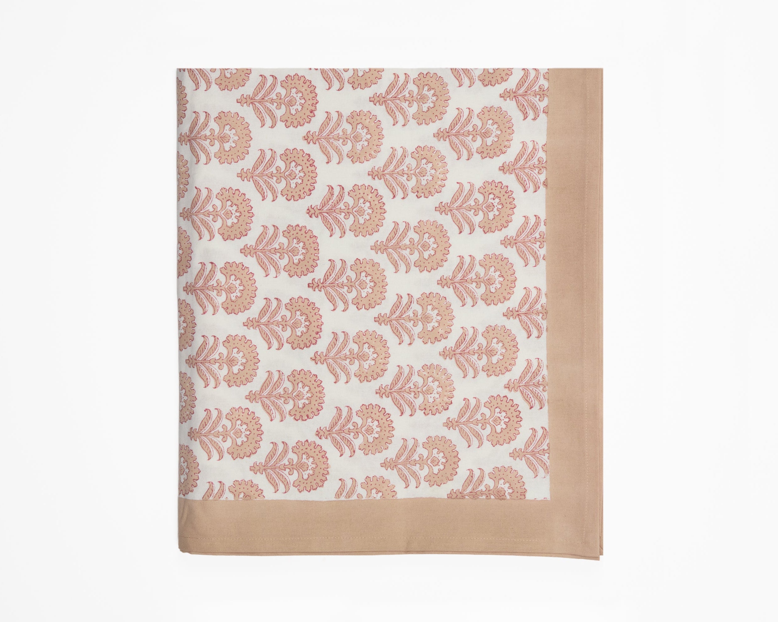 Contemporary Rose Floral - Block Printed Cotton Tablecloth