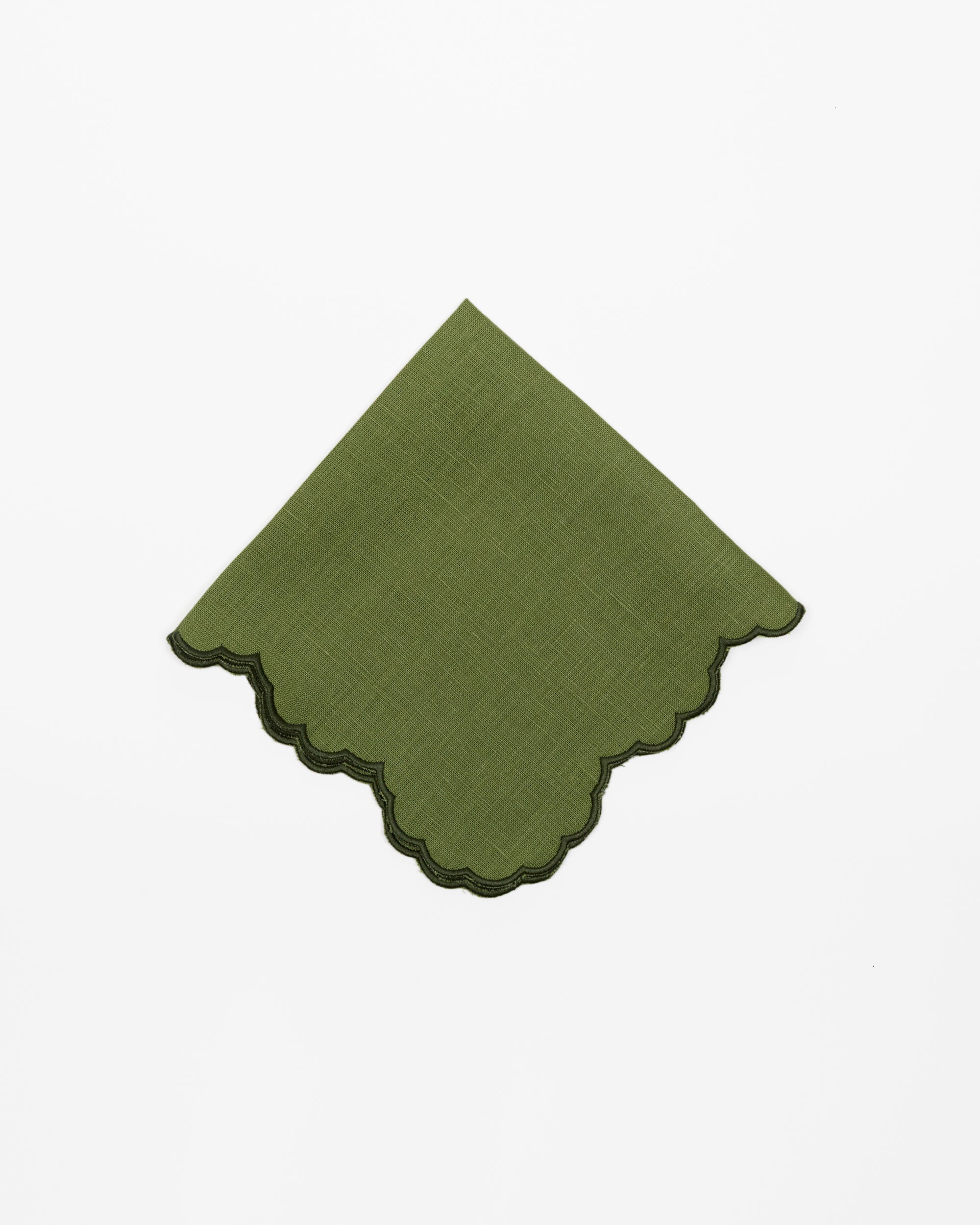 Fern Green, Embroidered Linen Napkins - Set of 4