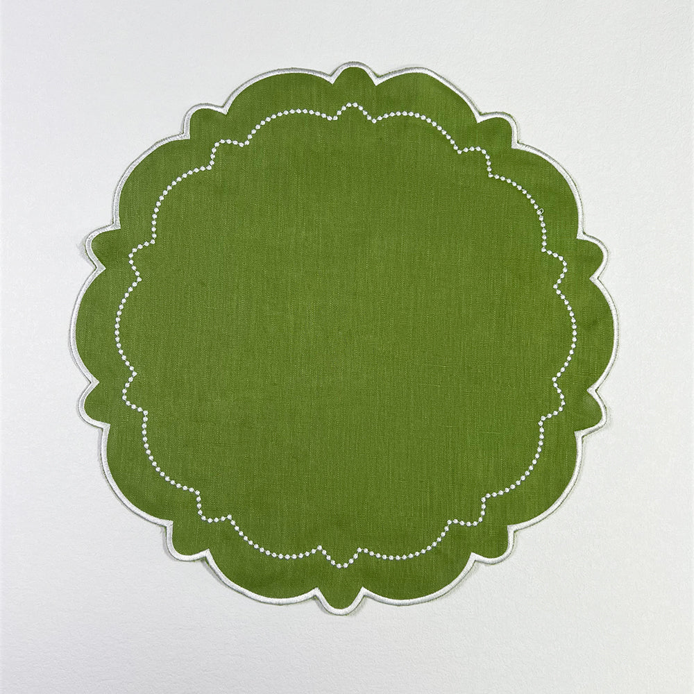 Green Round linen tablemat