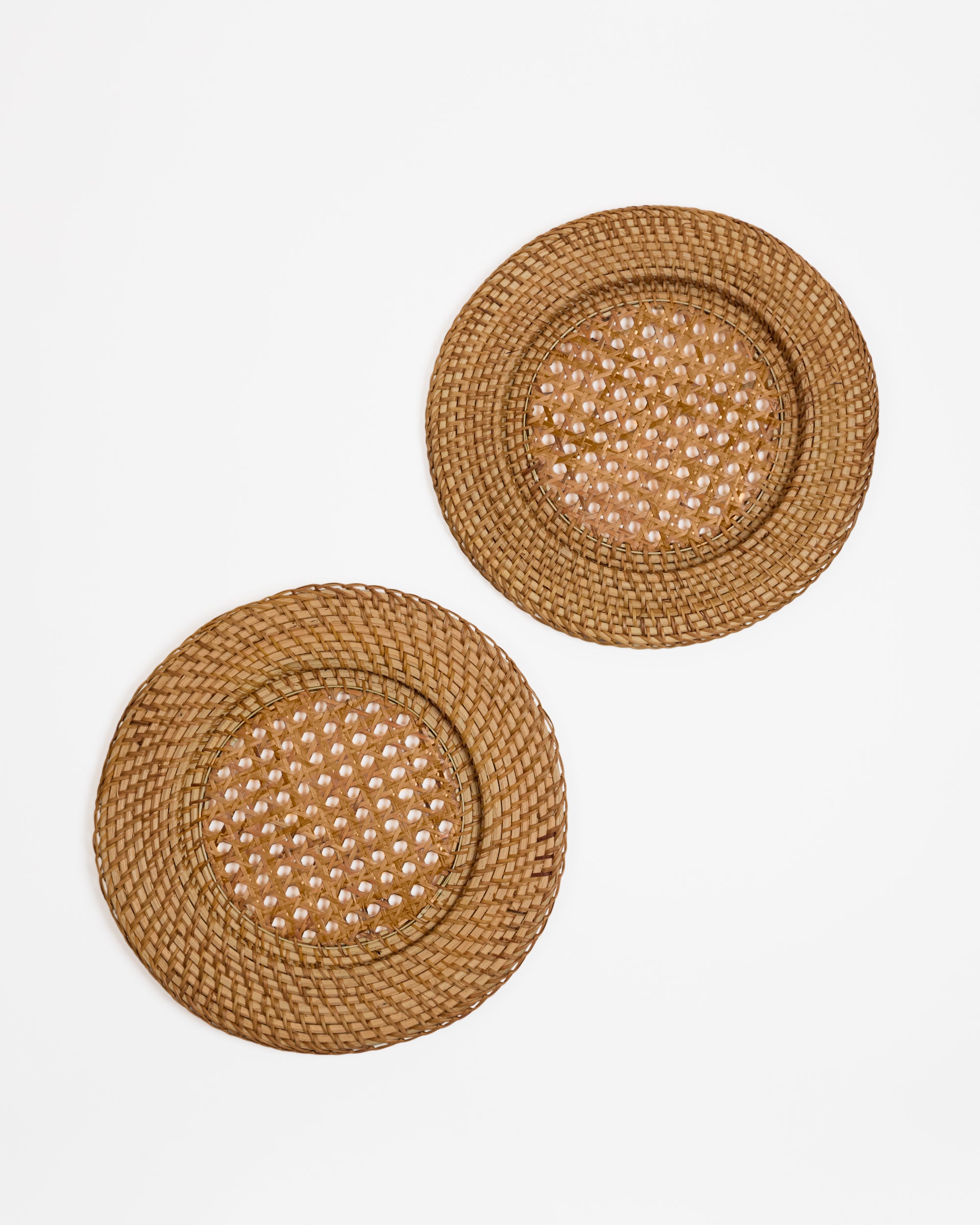 Light Brown Rattan Chargers - Set of 2