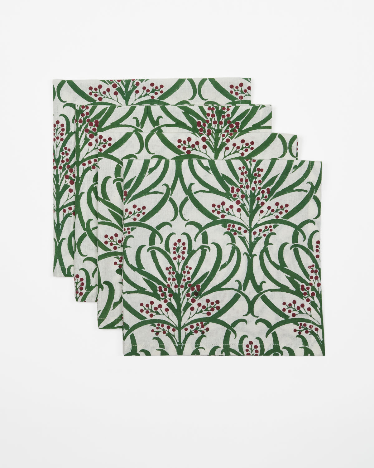Winter Berries - Block Printed Cotton Napkins Set of 4