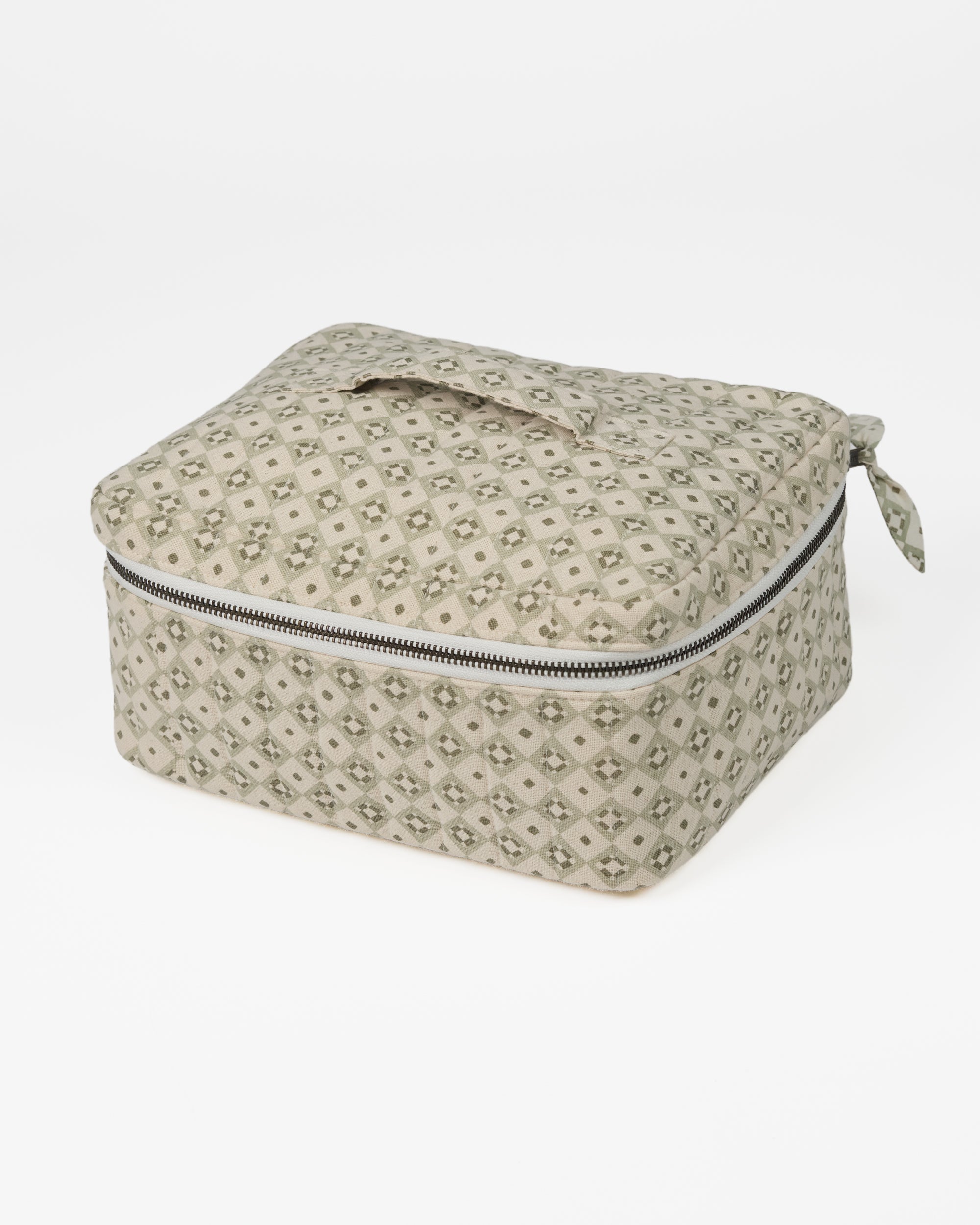 Cotton Packing Cube - Green Geometric Print