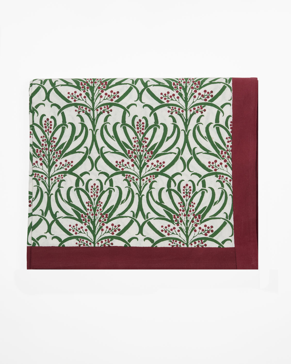 Winter Berries - Block Printed Cotton Tablecloth