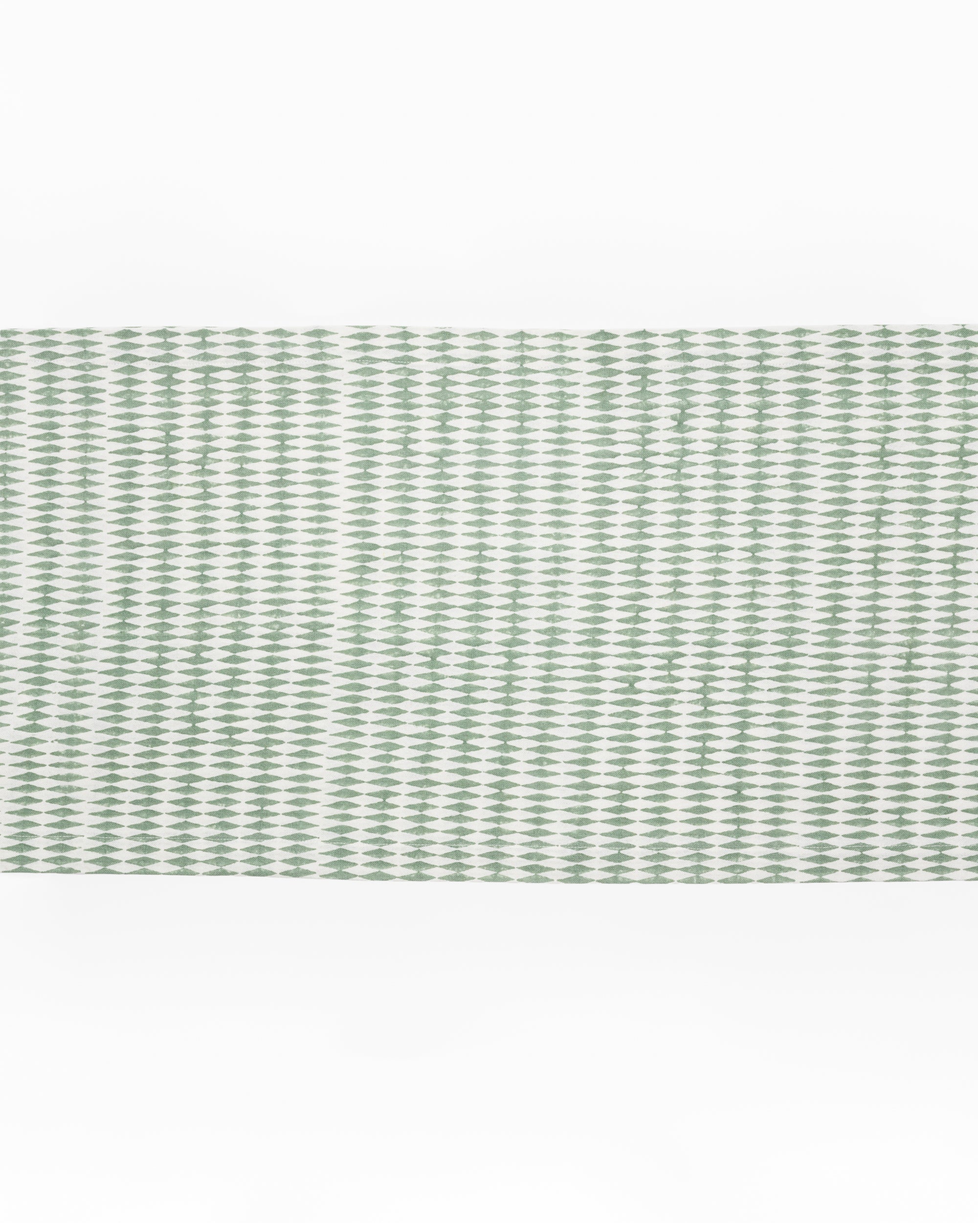 Sage Green Harlequin Pattern - Block Printed Cotton Table Runner