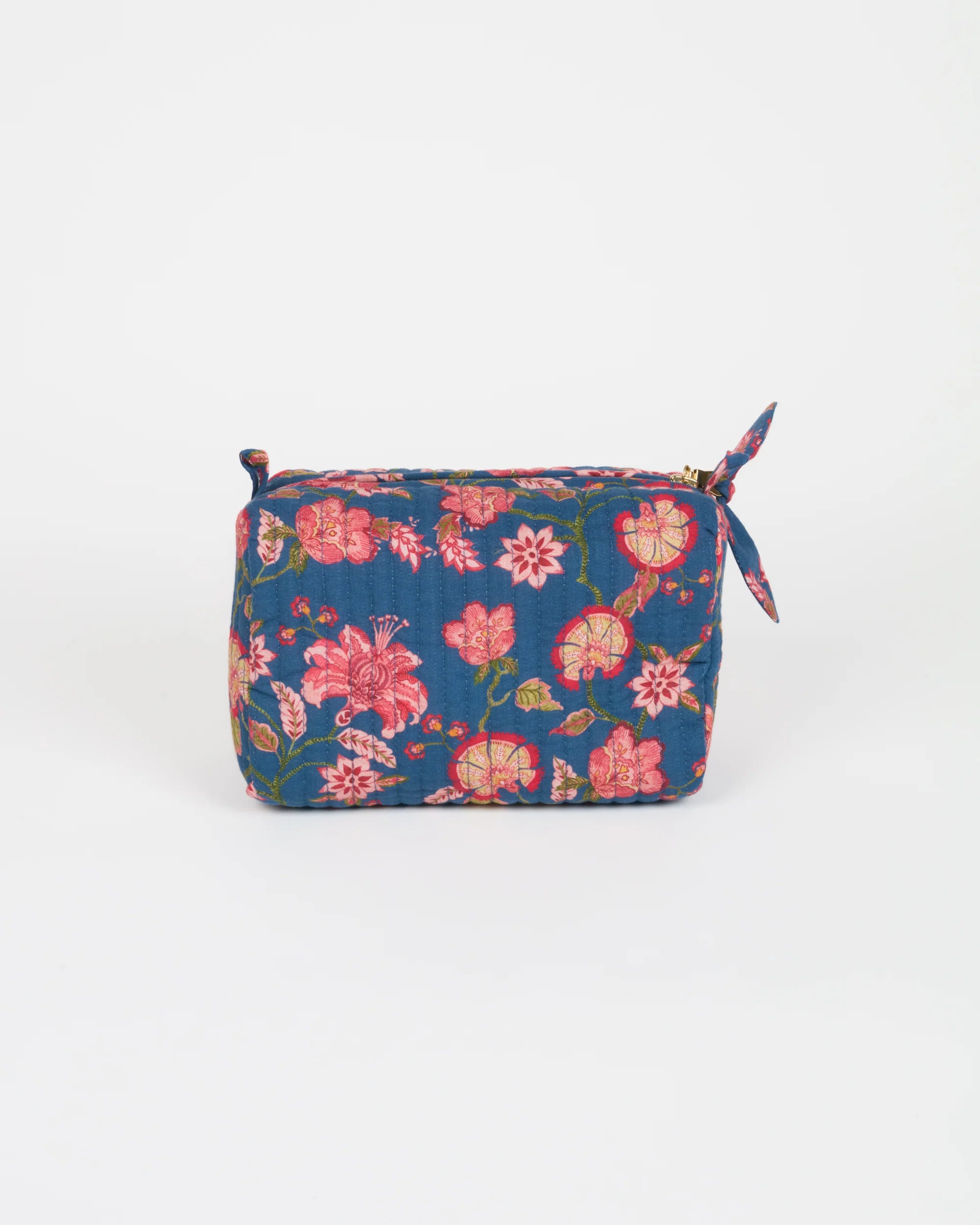 Floral-patterned pouch on a white background