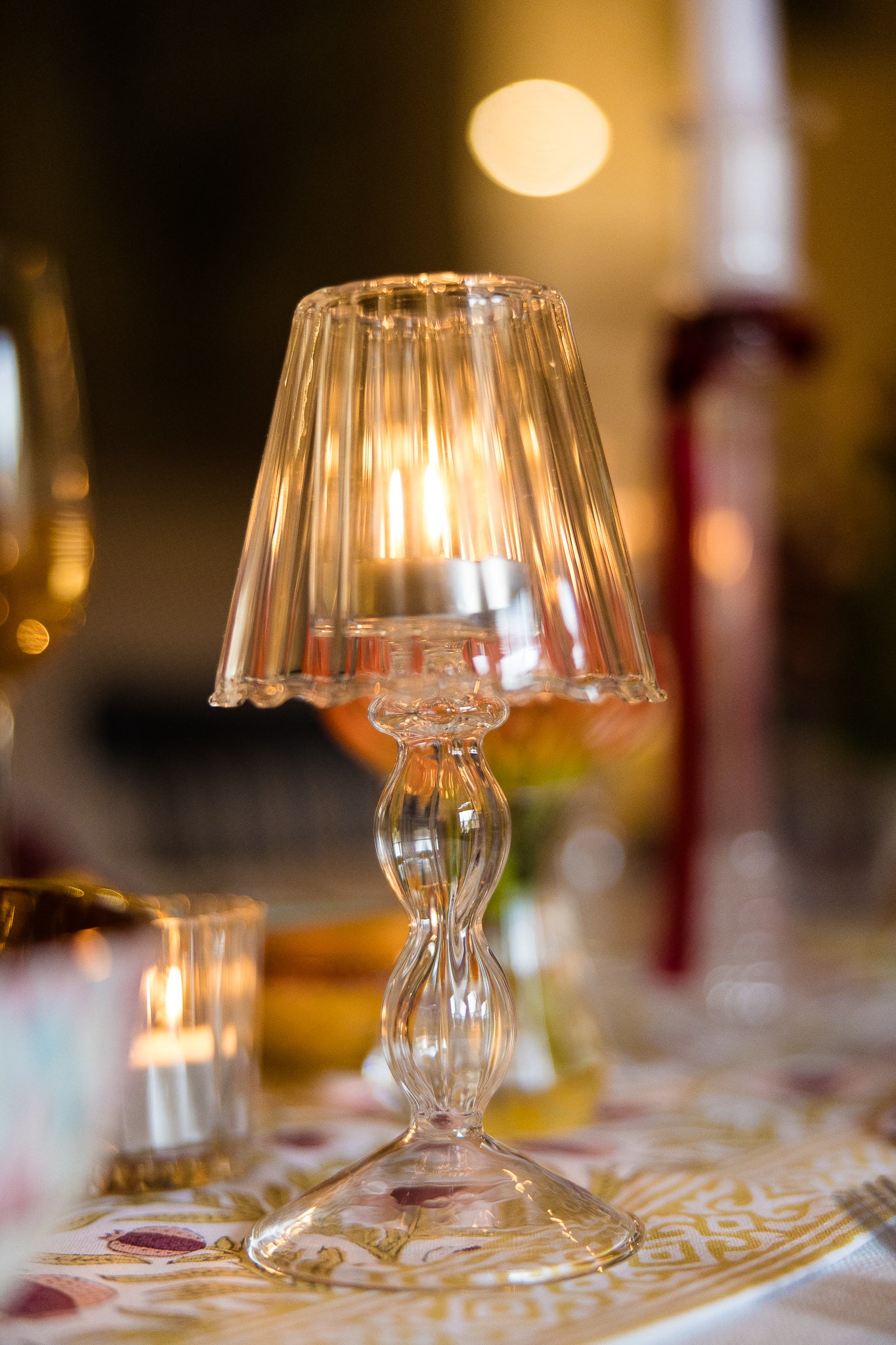 Glass Lantern Tea Light Holder - Set of 2