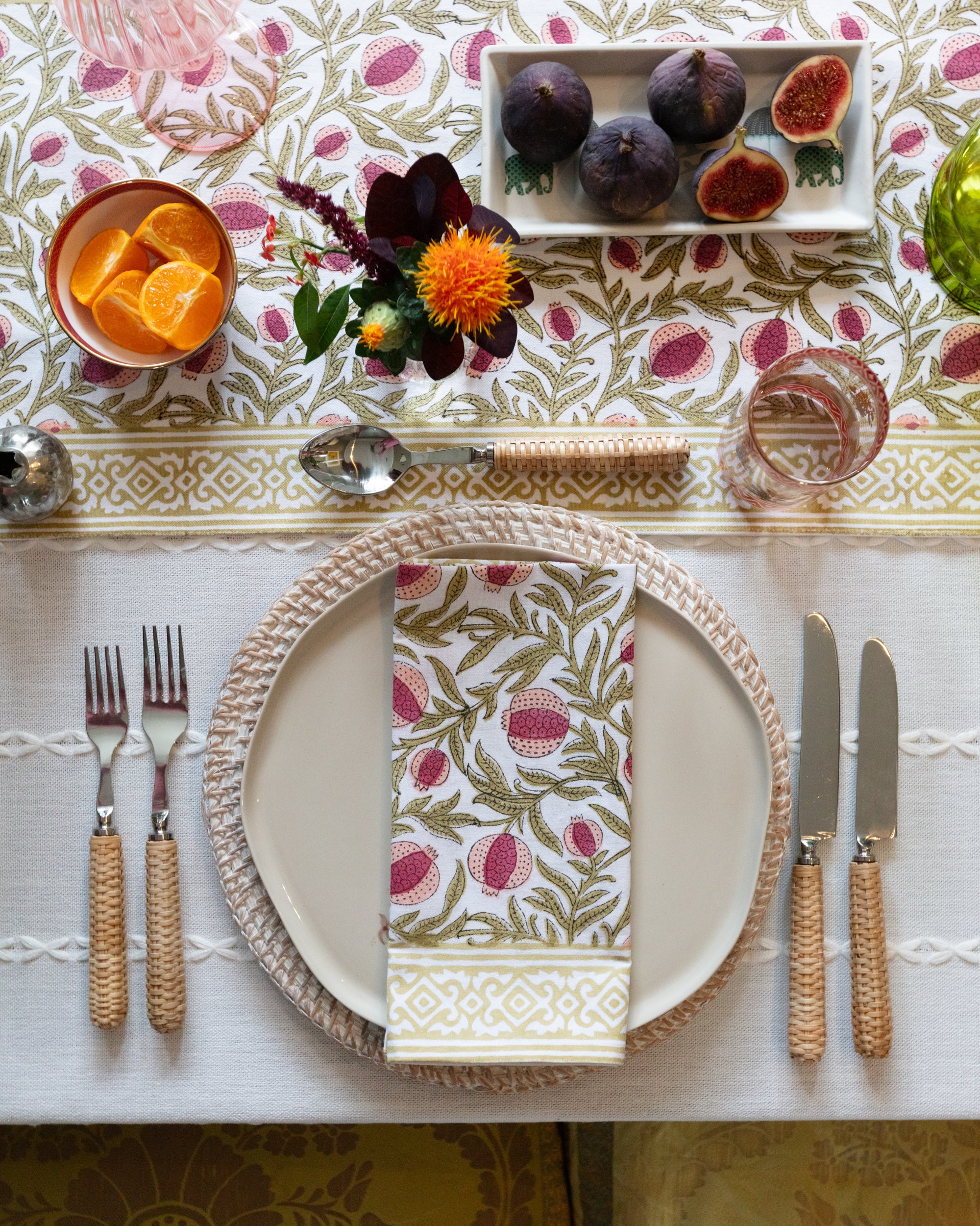 Pomegranate Cotton Block Printed Table Runner