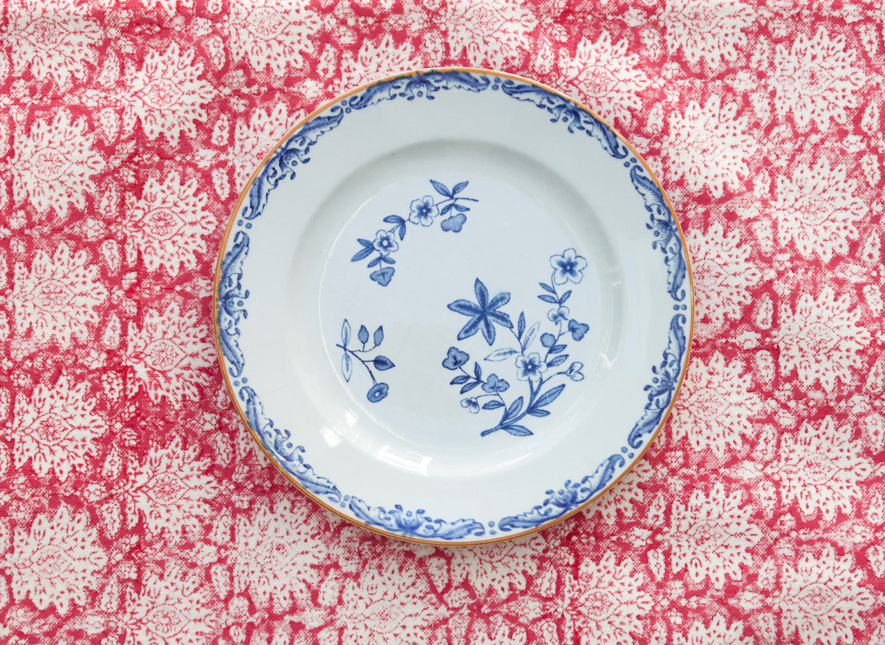 Breezy Cherry Cotton Block Printed Cotton Tablecloth