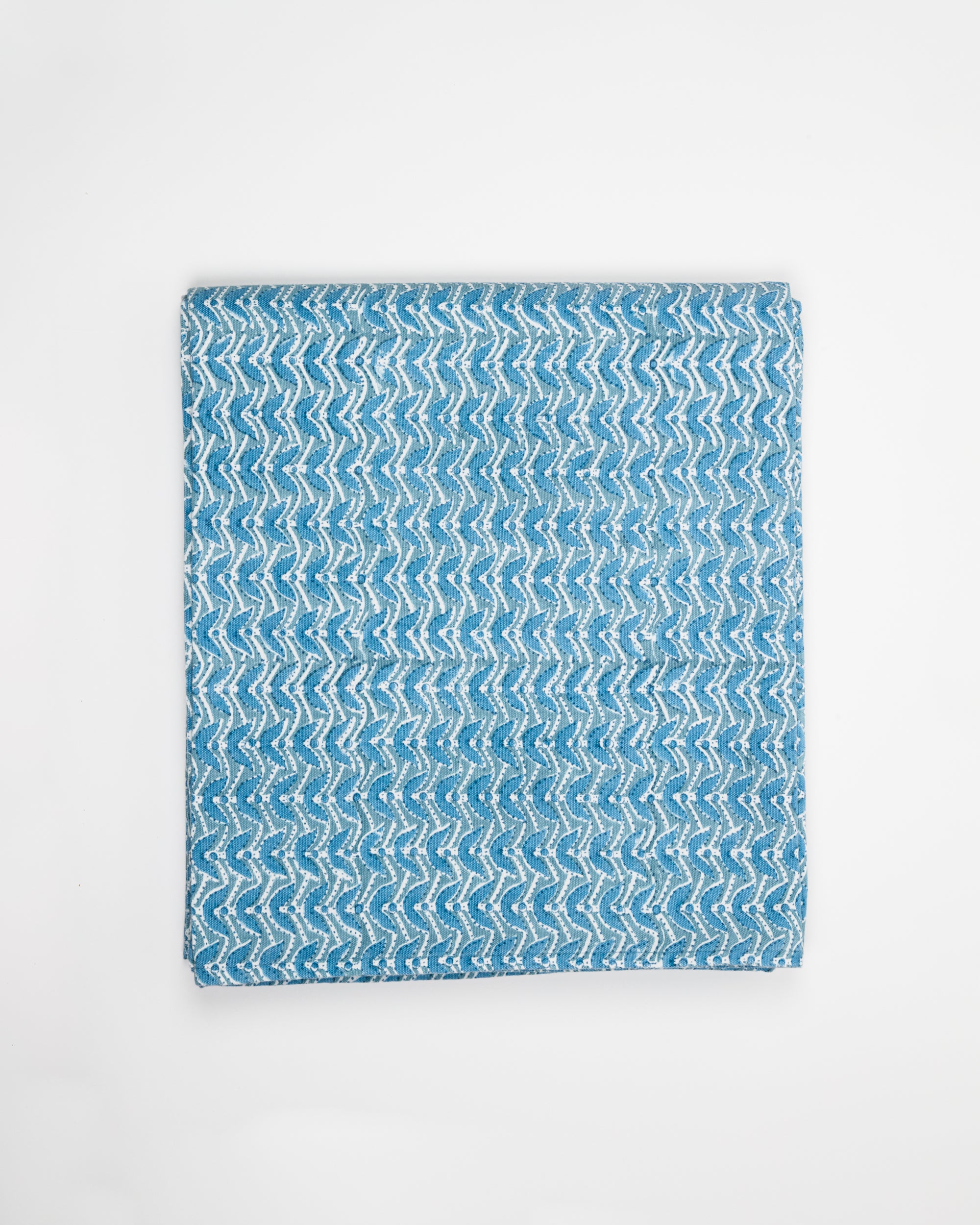 Geometric Blue & Grey Cotton Block Printed Tablecloth