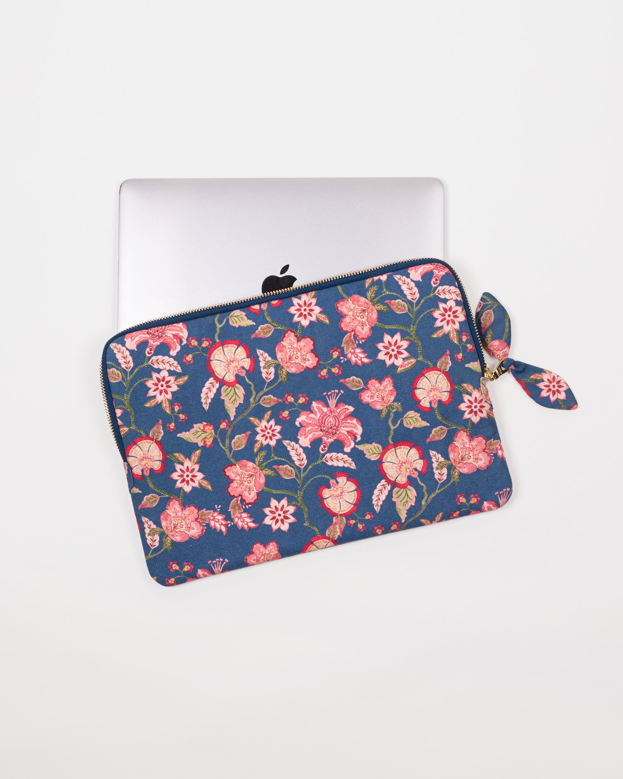 Padded Laptop Case - Navy & Pink Florals