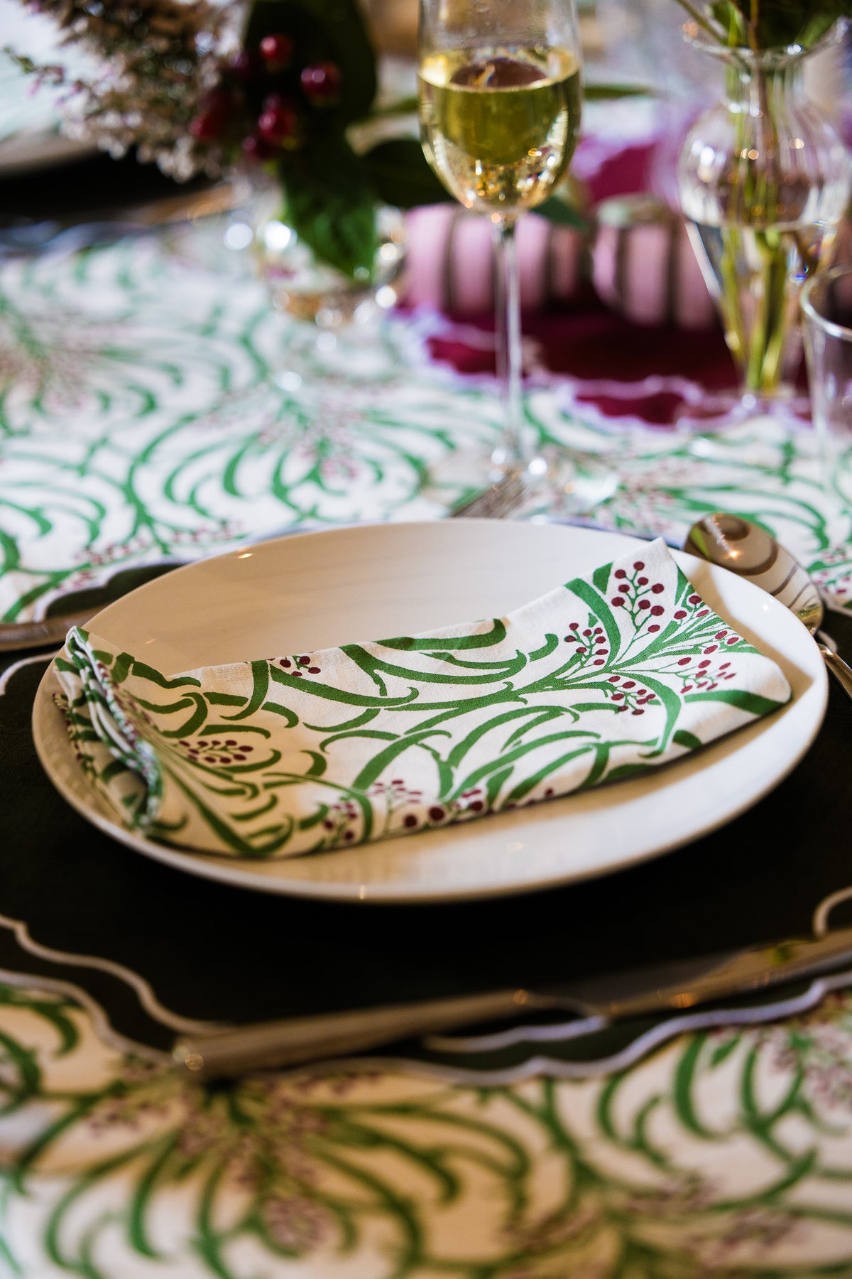 Winter Berries - Block Printed Cotton Napkins Set of 4