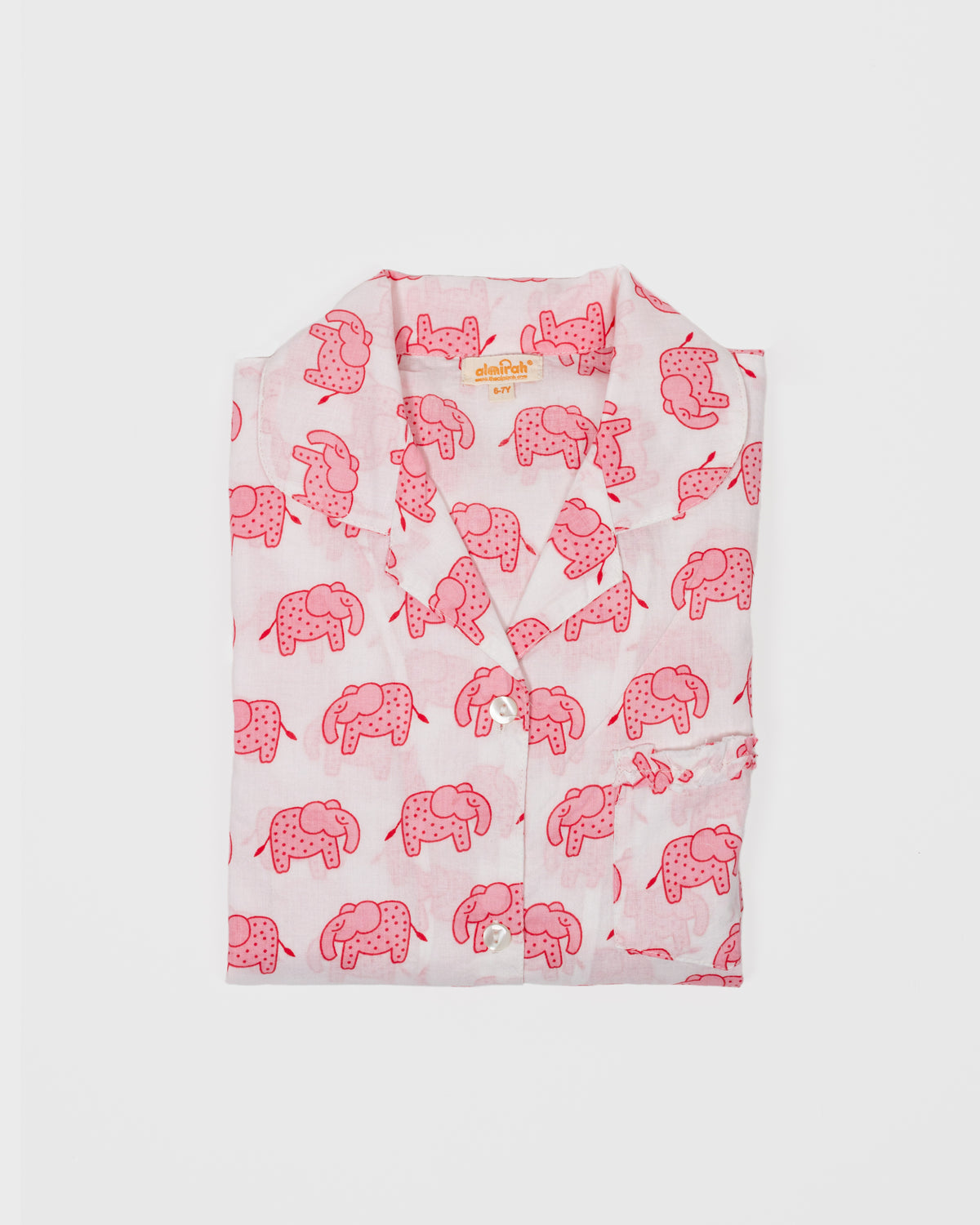 Girls pink elephant print cotton pyjamas set