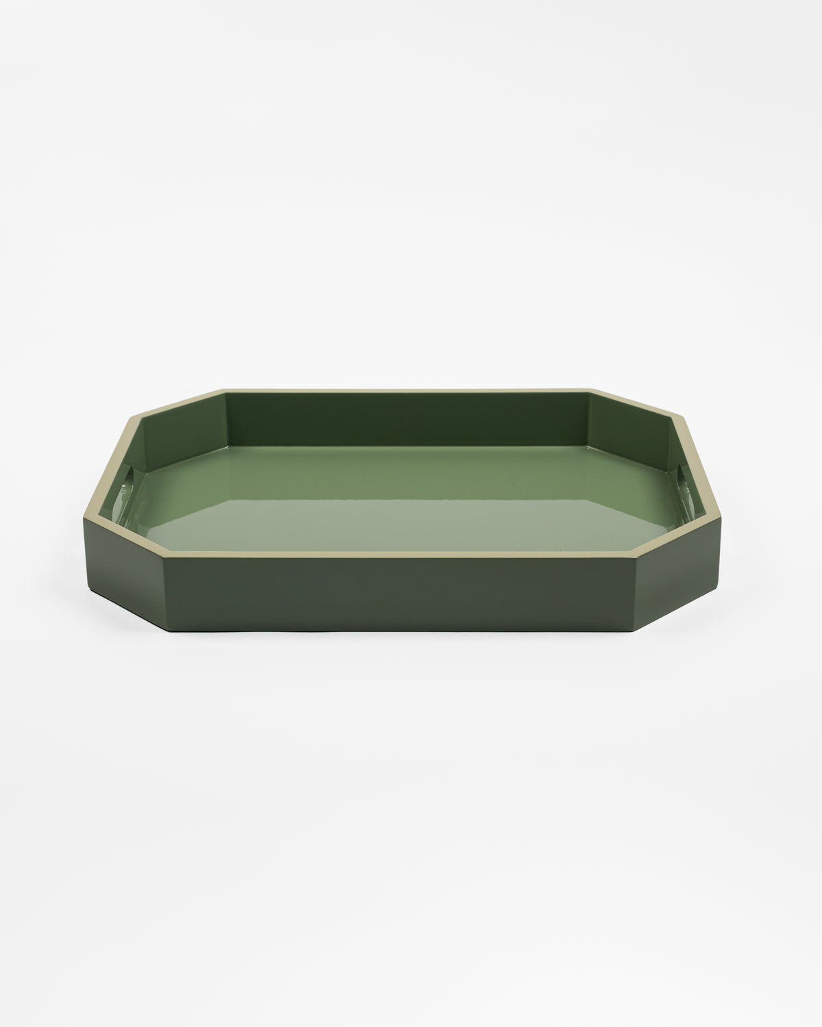 Green two tone lacquer serving tray, medium, styled with tableware