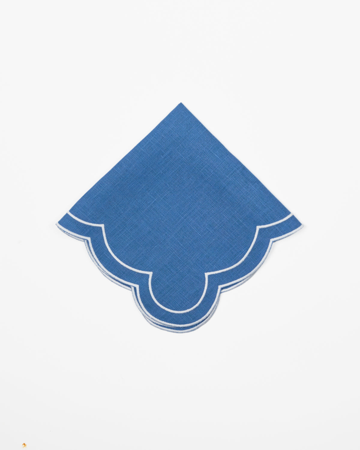 Sky blue French linen napkins with delicate white embroidered edge, set of 4, by Rosie Dalia