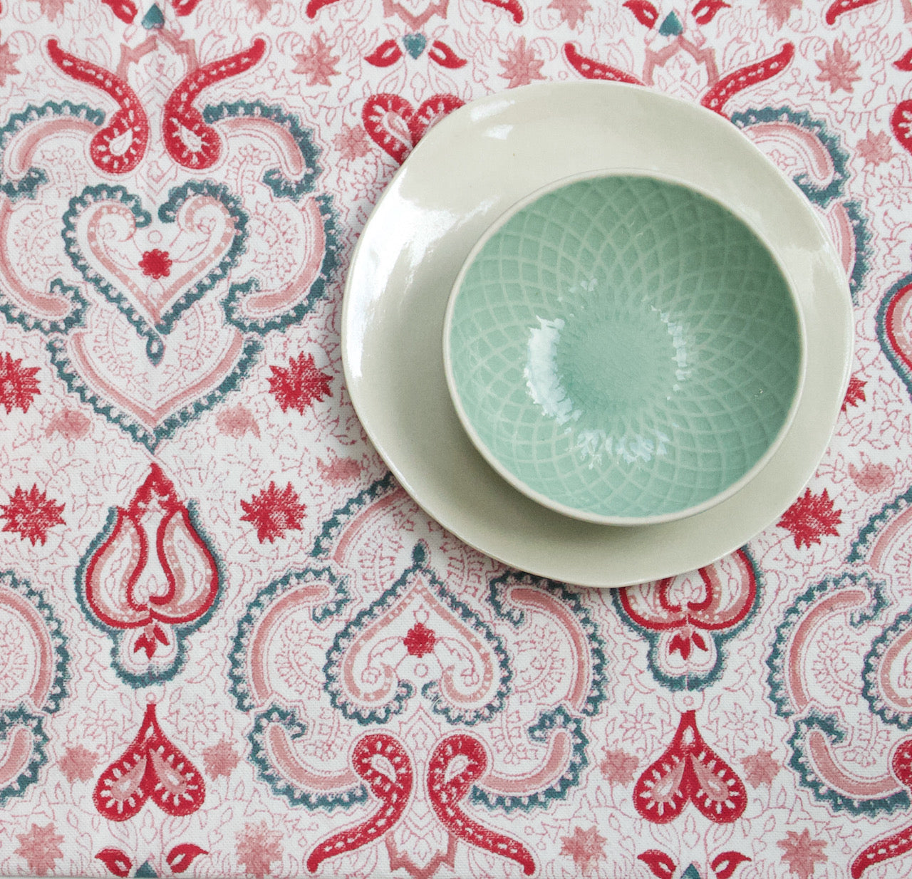 Marigold Cotton Block Printed Tablecloth - Extra Large