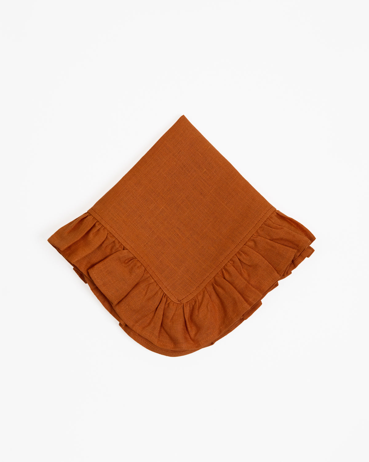 Burnt Orange Ruffled Linen Napkins