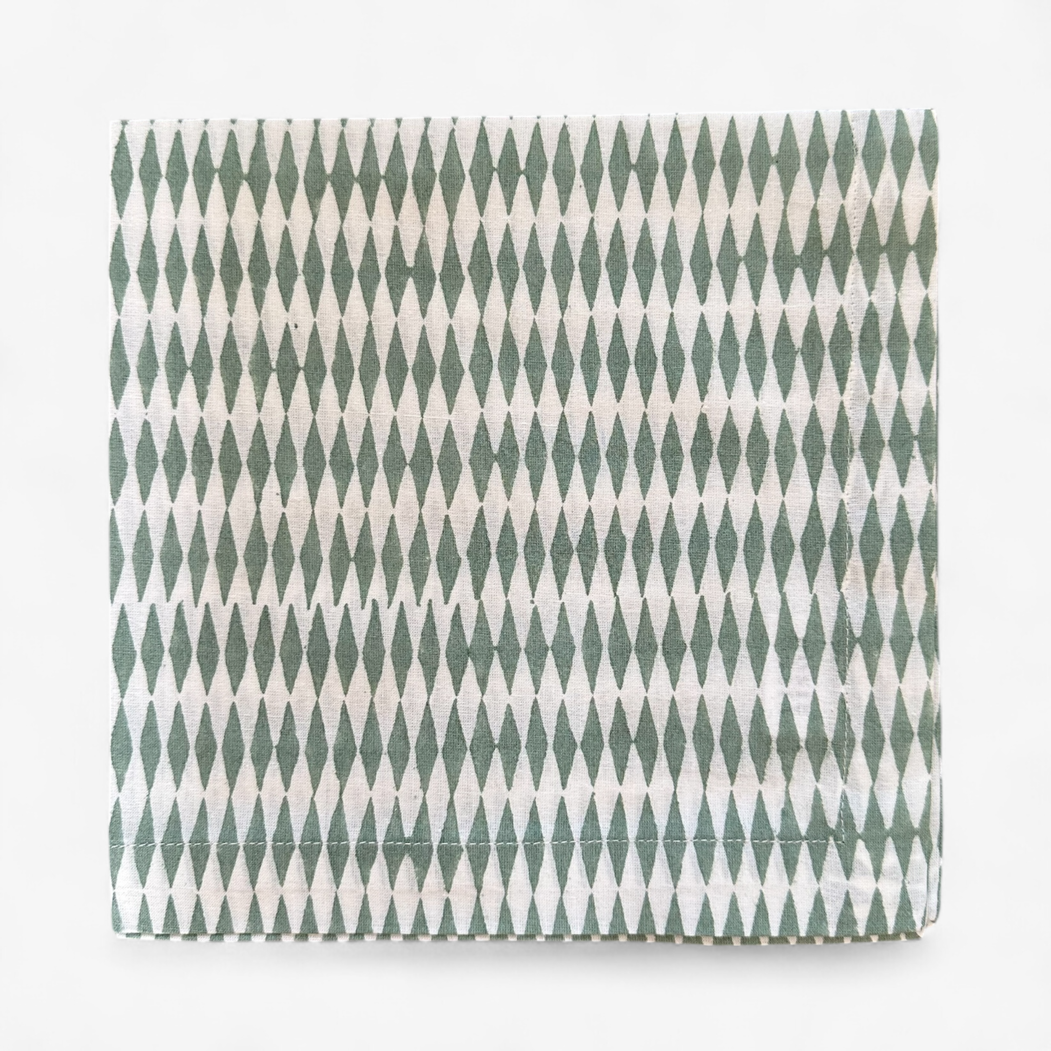 Sage Green Harlequin Patterned Napkins - Set of 4