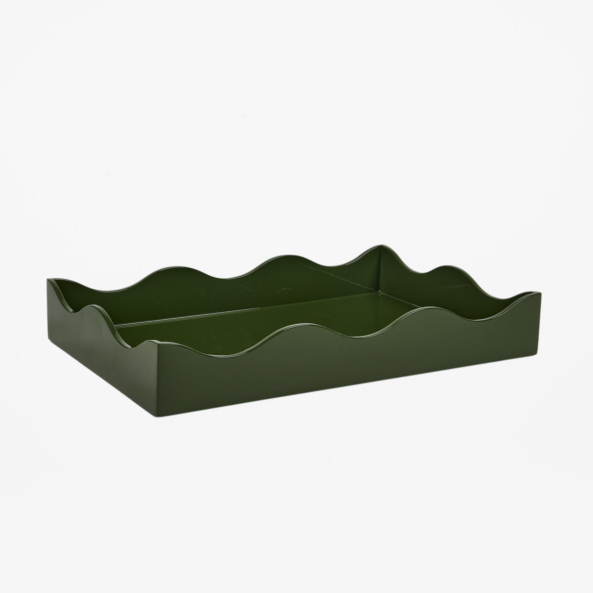 Forest Green Wave - Glossy Lacquer Tray - Medium