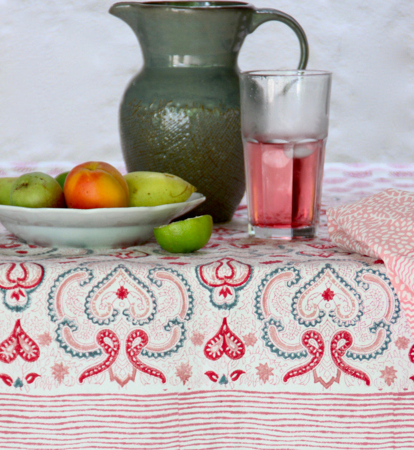 Marigold Block Printed Cotton Tablecloth