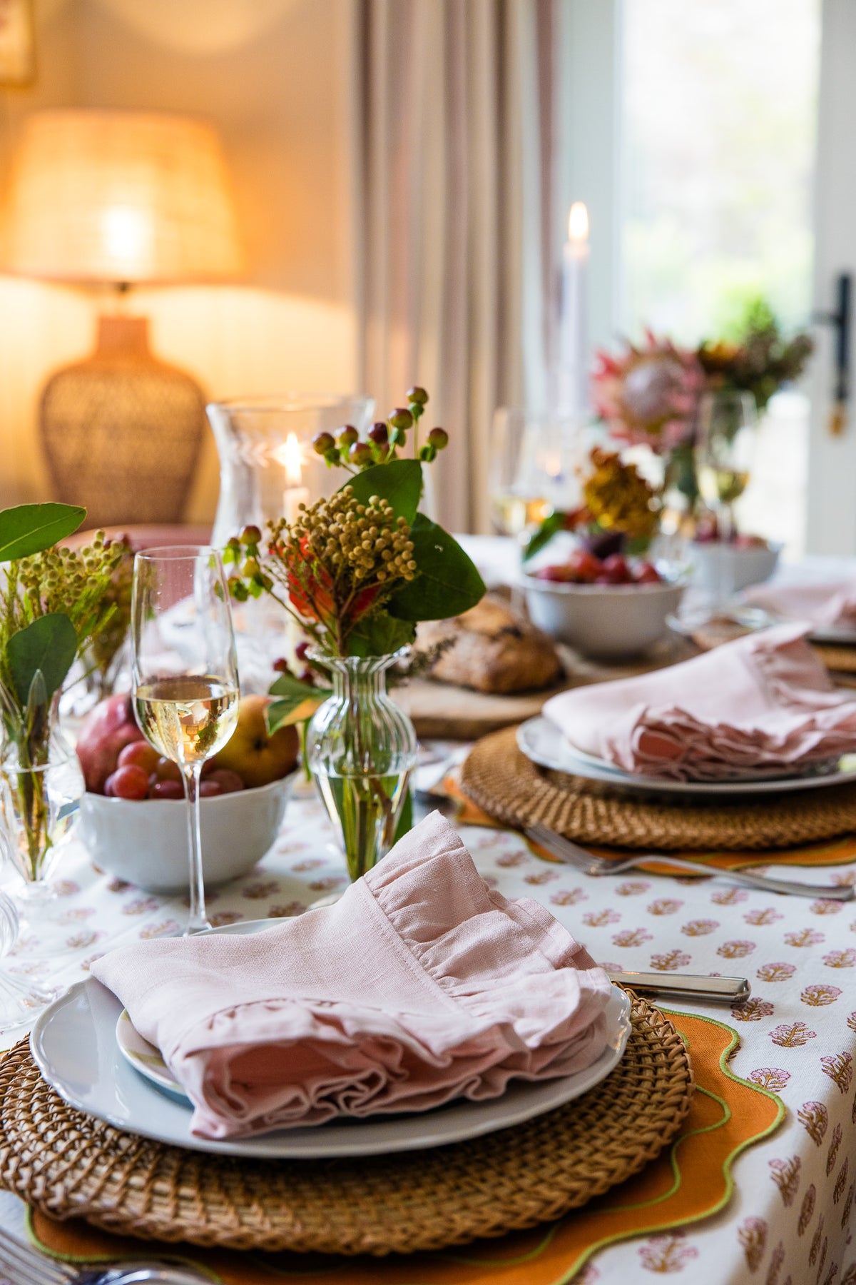 Dusky Pink Ruffled Linen Napkins