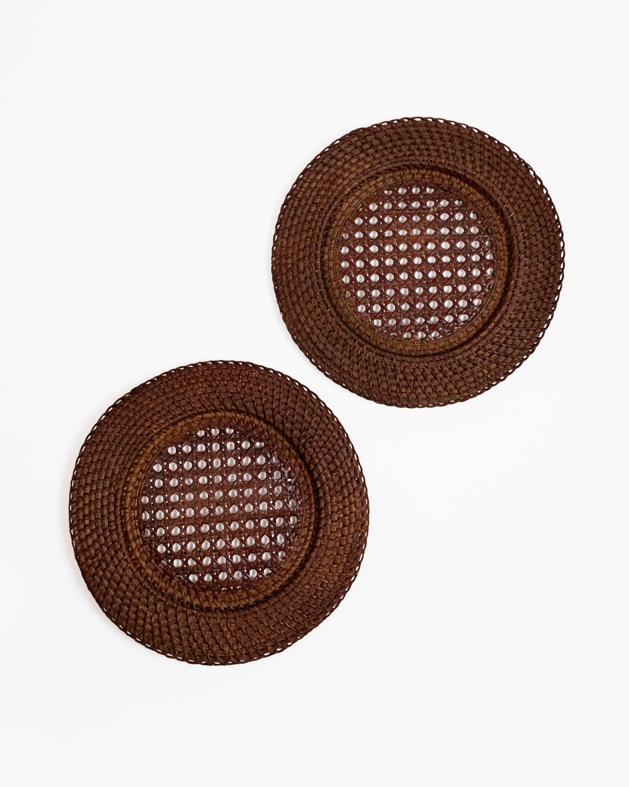 Dark Brown Rattan Charger Mats - Set of 2