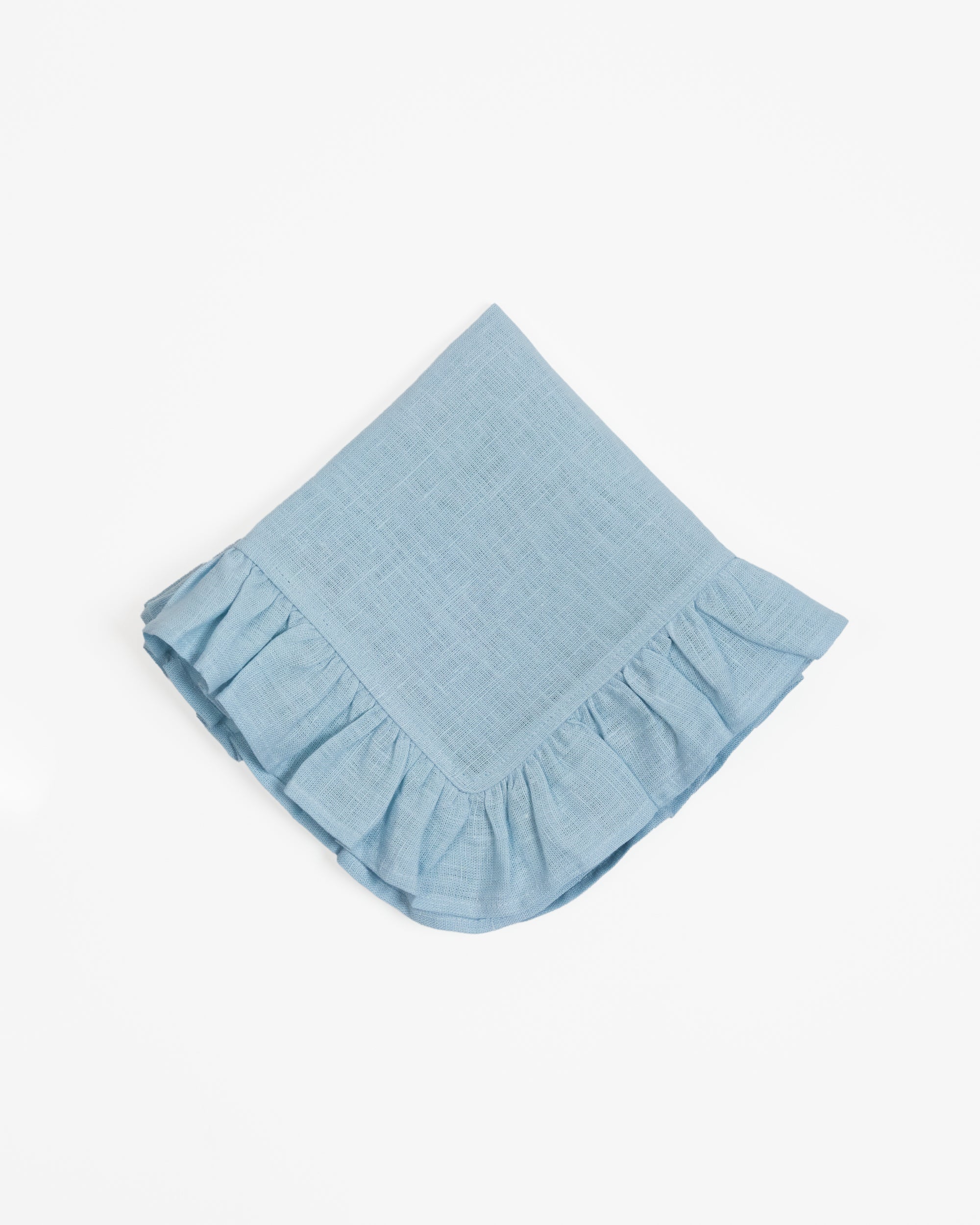 Light Blue Ruffled Linen Napkin
