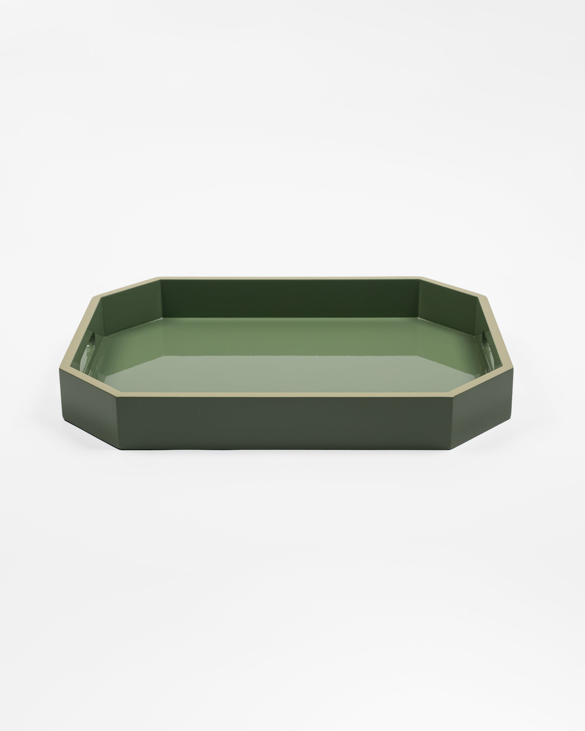Green Two Tone Lacquer Serving Tray - Medium