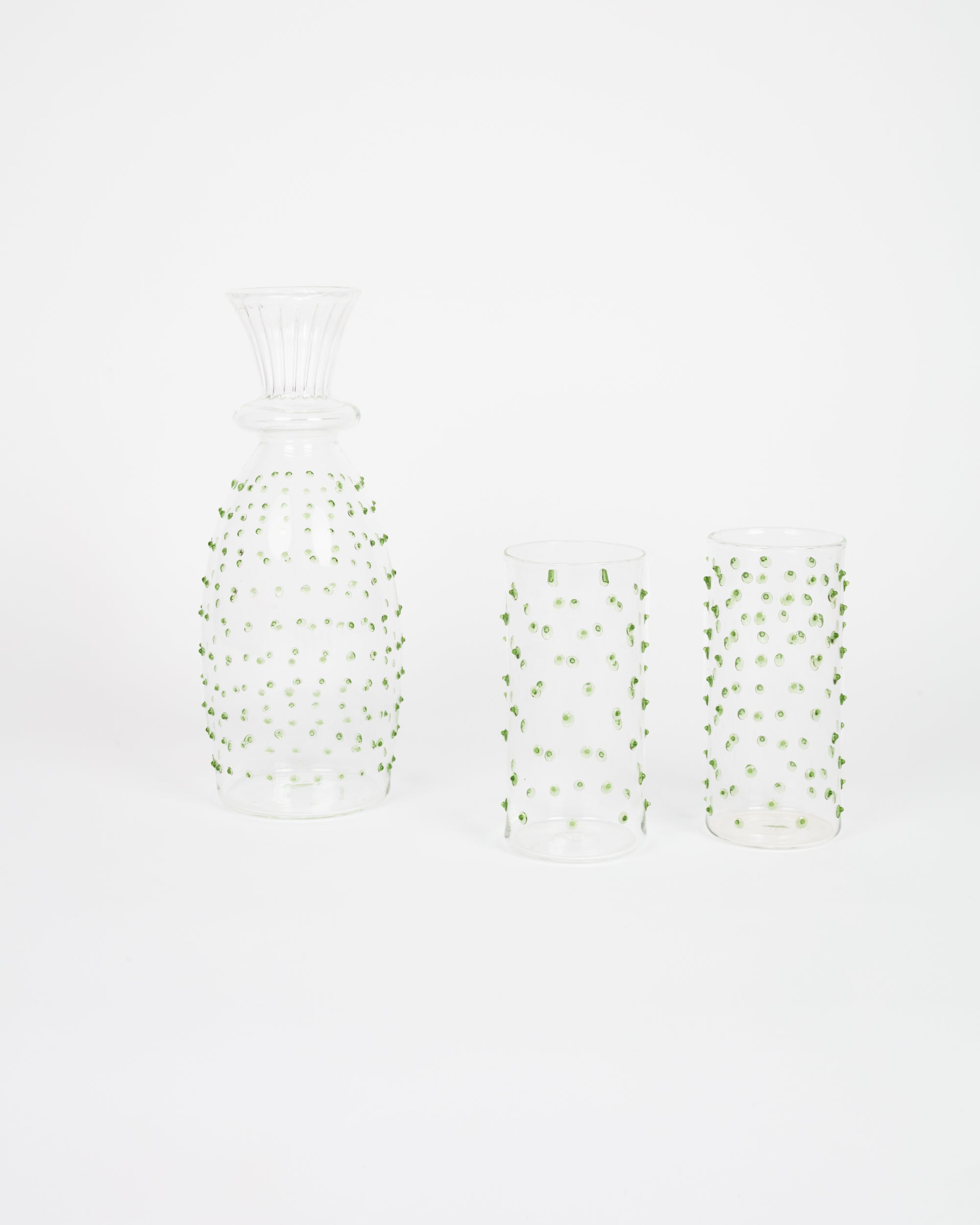 Green Dot Glass Carafe
