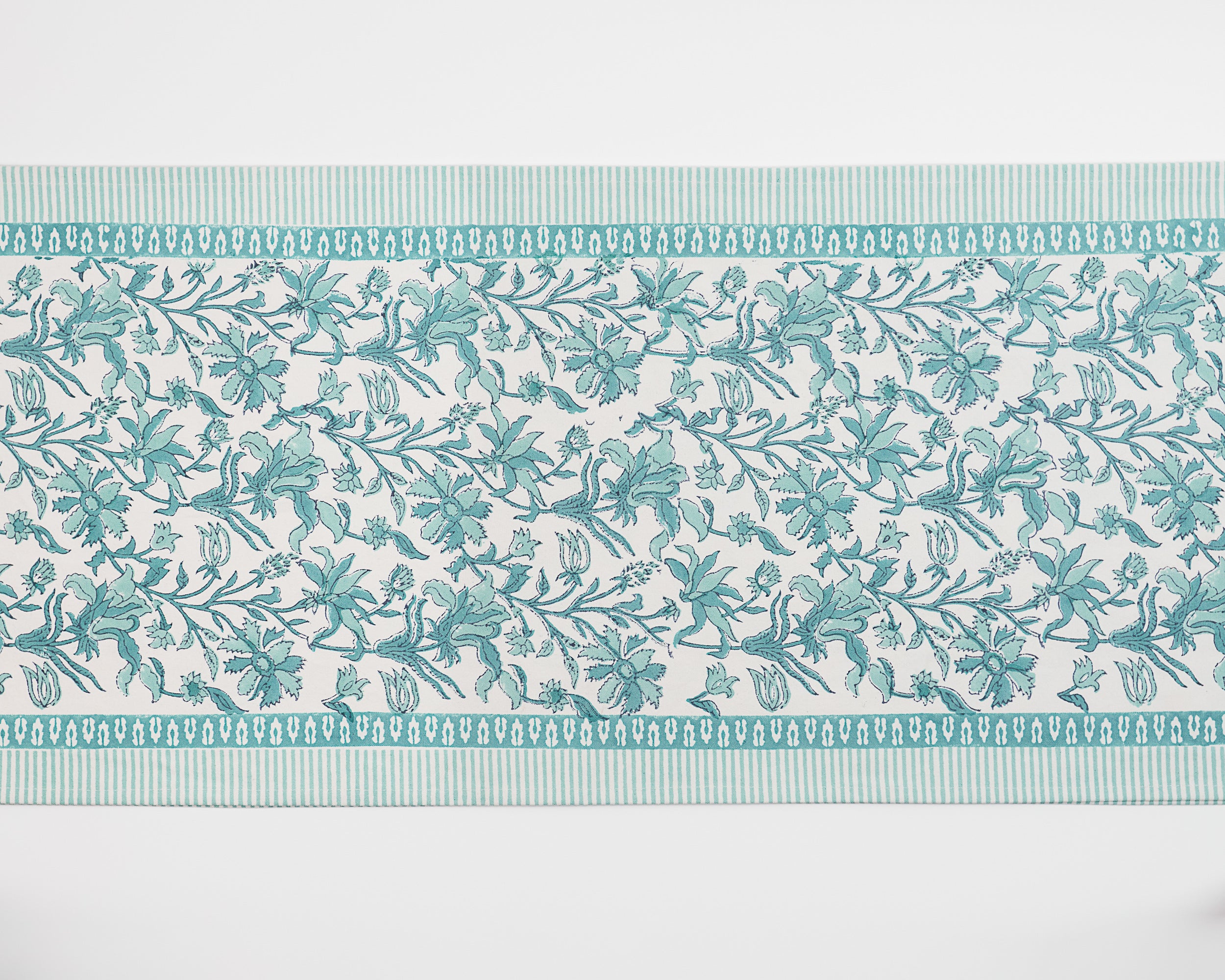 Block Printed Table Runner in Blue Jaipur Florals