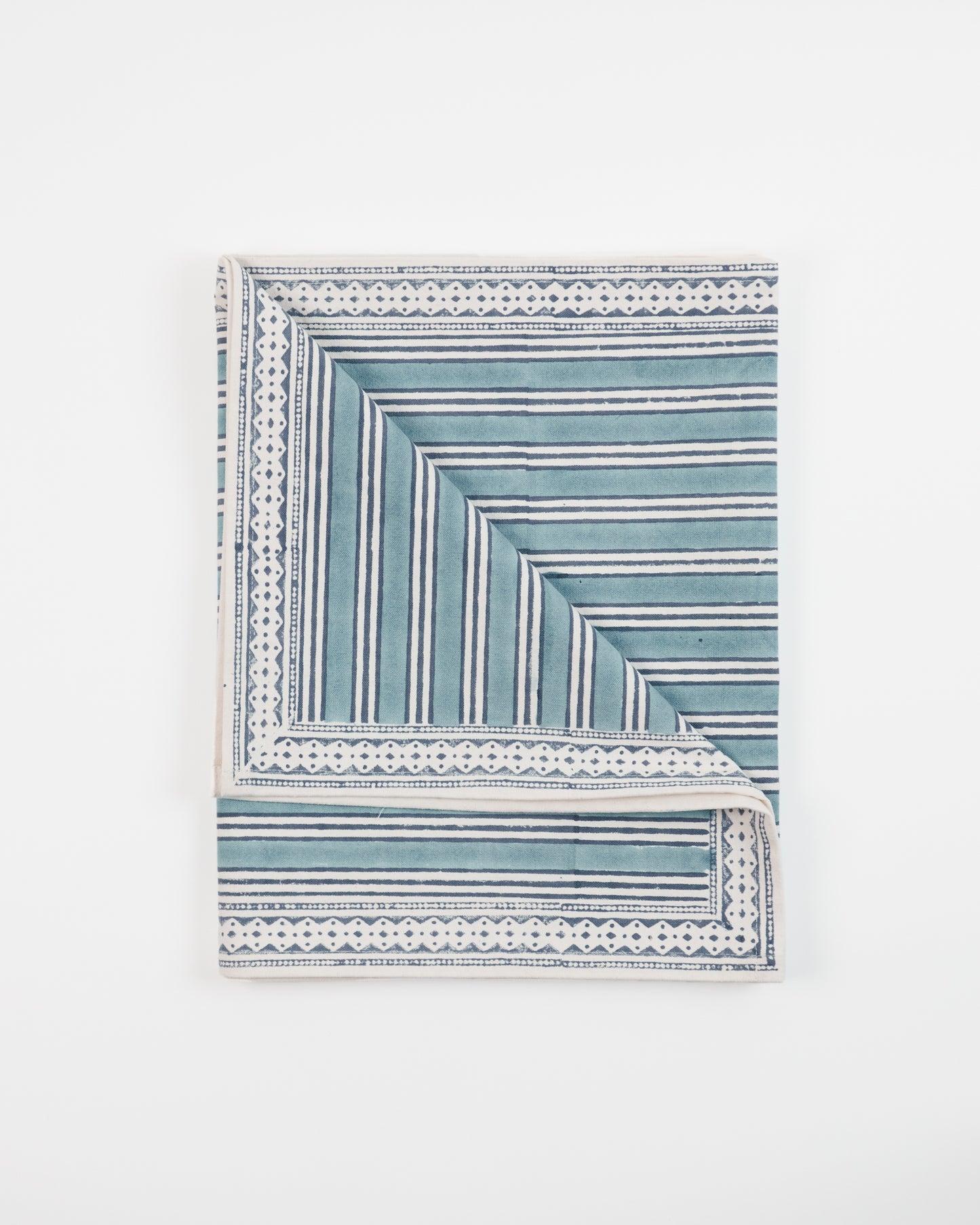 Block Printed Cotton Striped Table Runner in Blue & Indigo