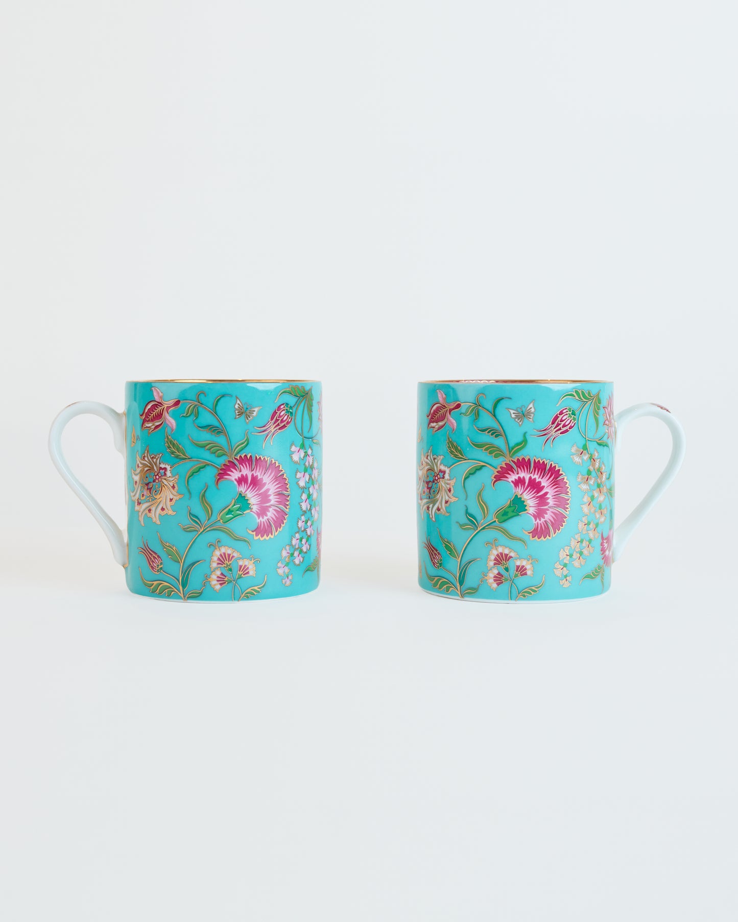 Set of 2 Ambreen Floral Mugs in Aqua