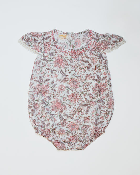 Cotton Babygrow in Blush Floral Print