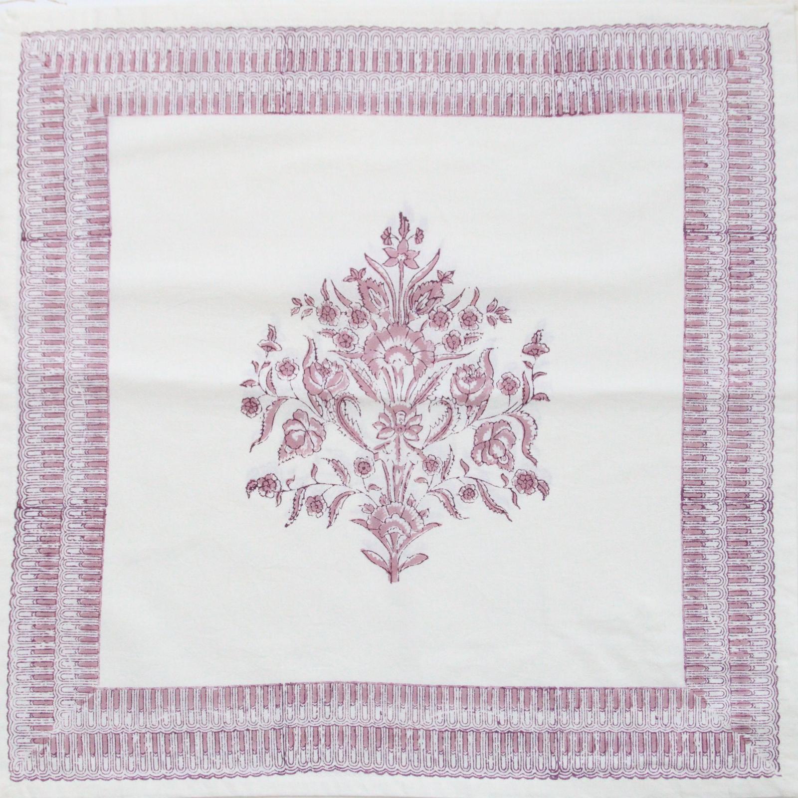 Varmala Rose Block Printed Napkins - Set of 4