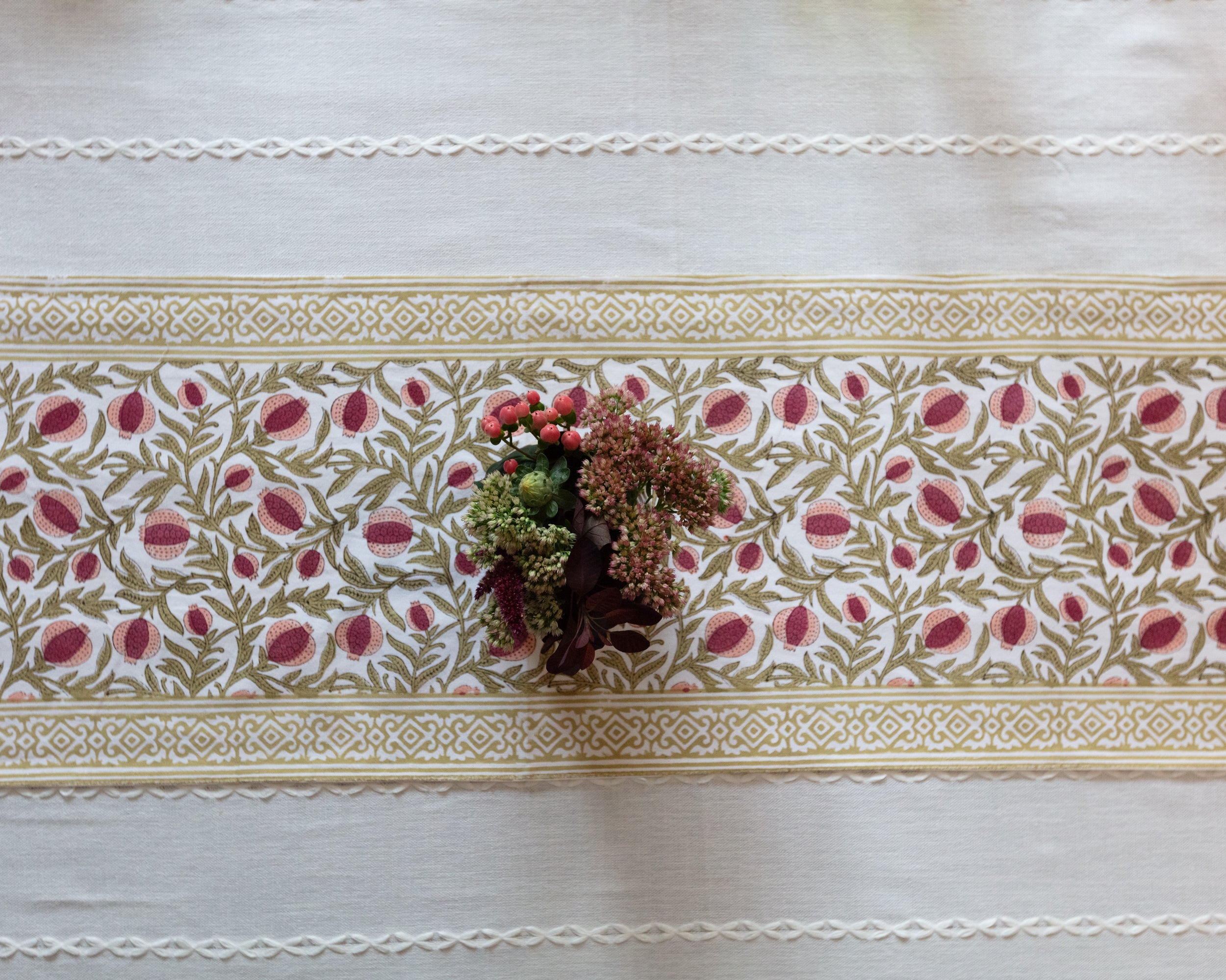 Pomegranate Cotton Block Printed Table Runner