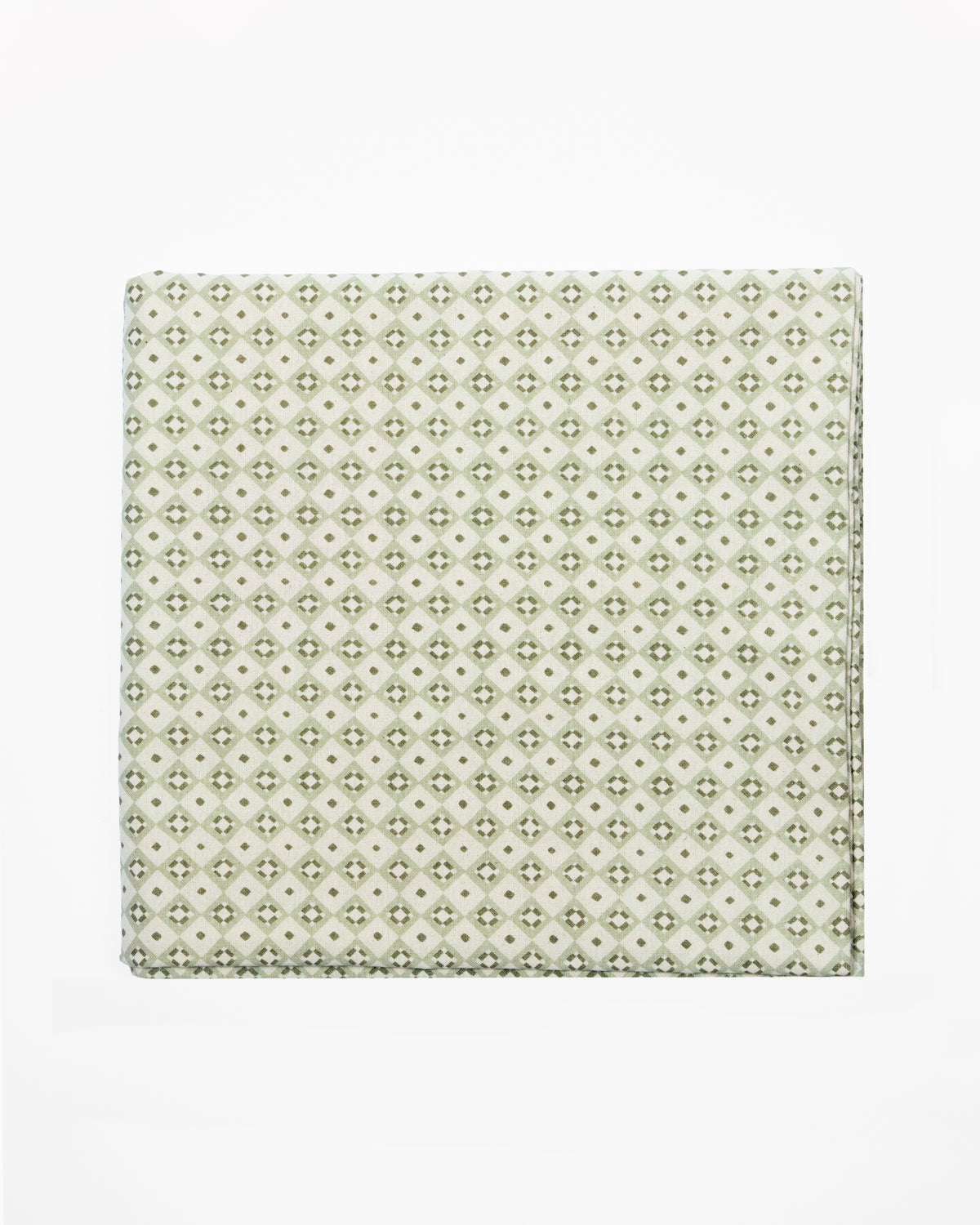 Mixed Green Diamond Print - Block Printed Cotton Tablecloth