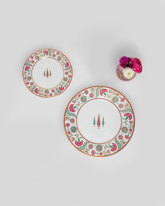 Fine Bone China Floral Dinner & Side Plate Set