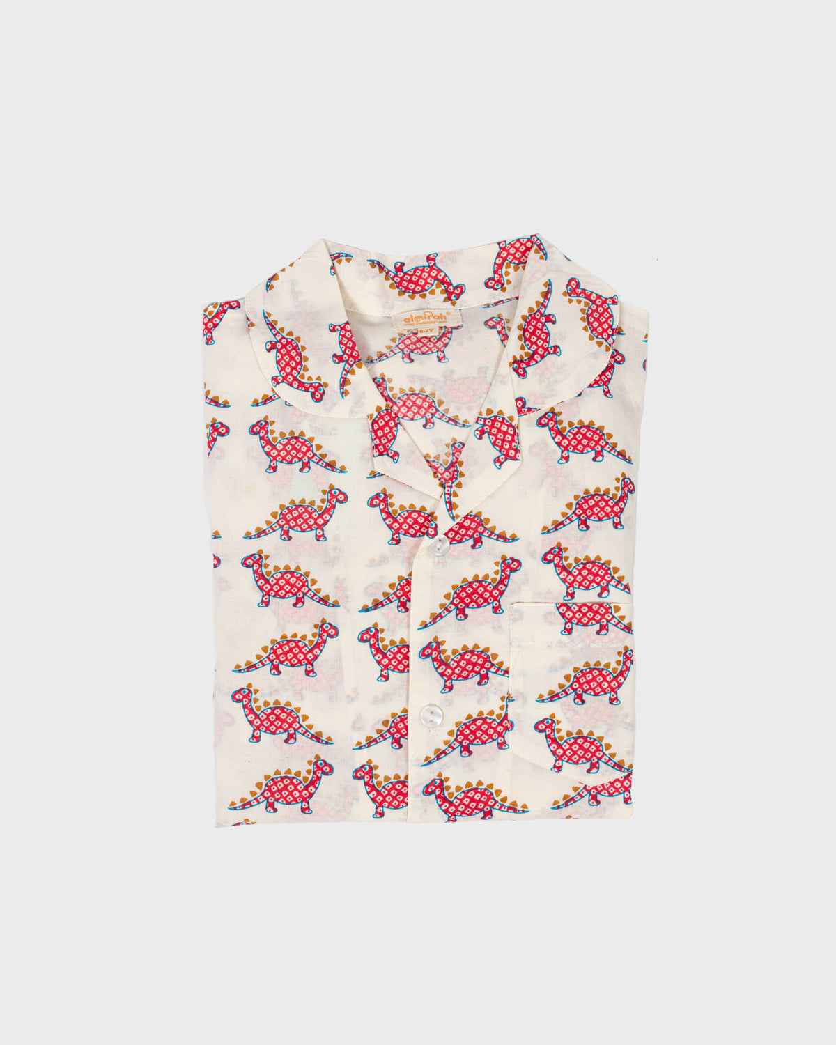 Boys red dinosaur print cotton pyjamas set
