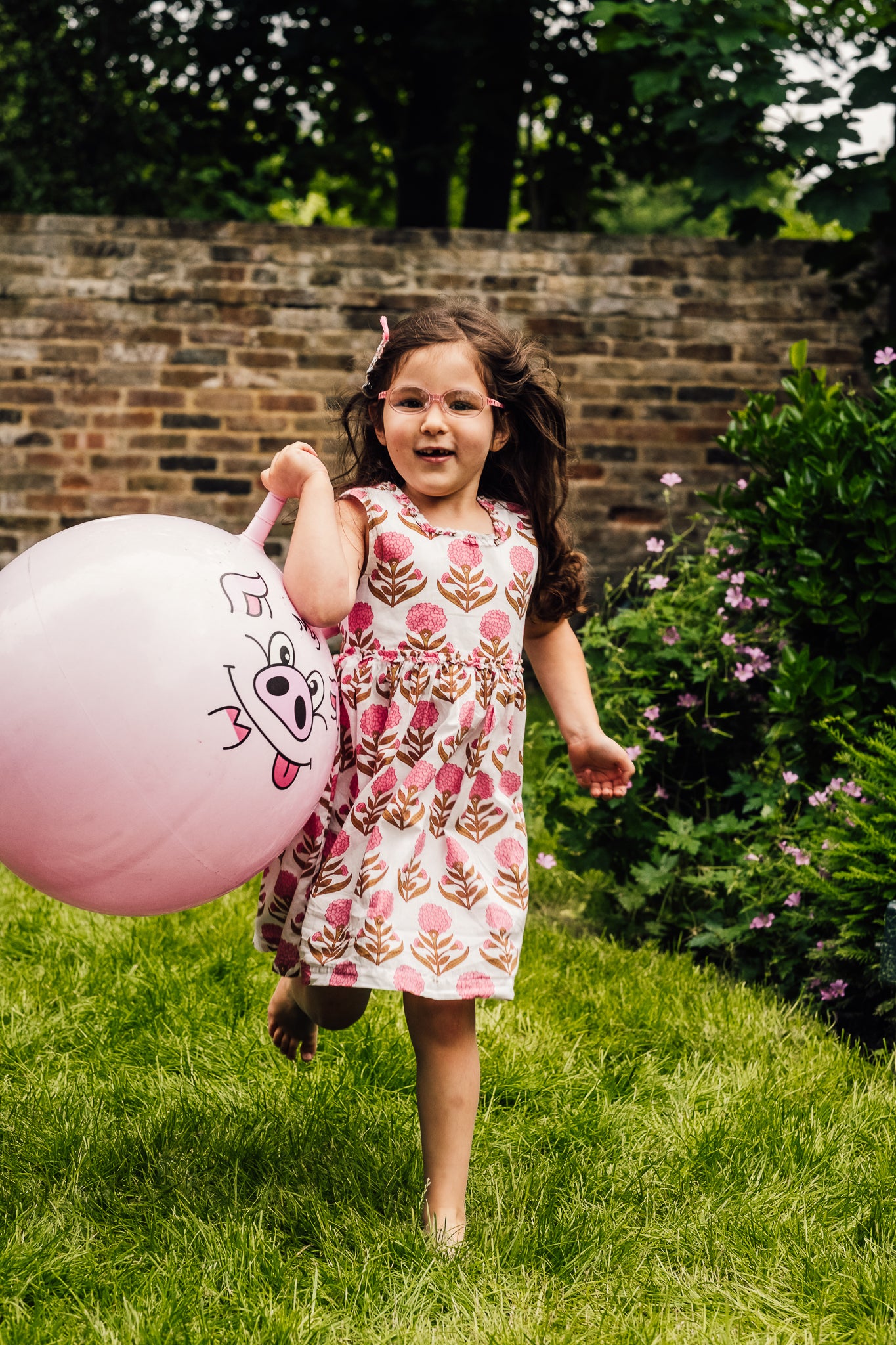 Kids Cotton Dress in Pink Florals