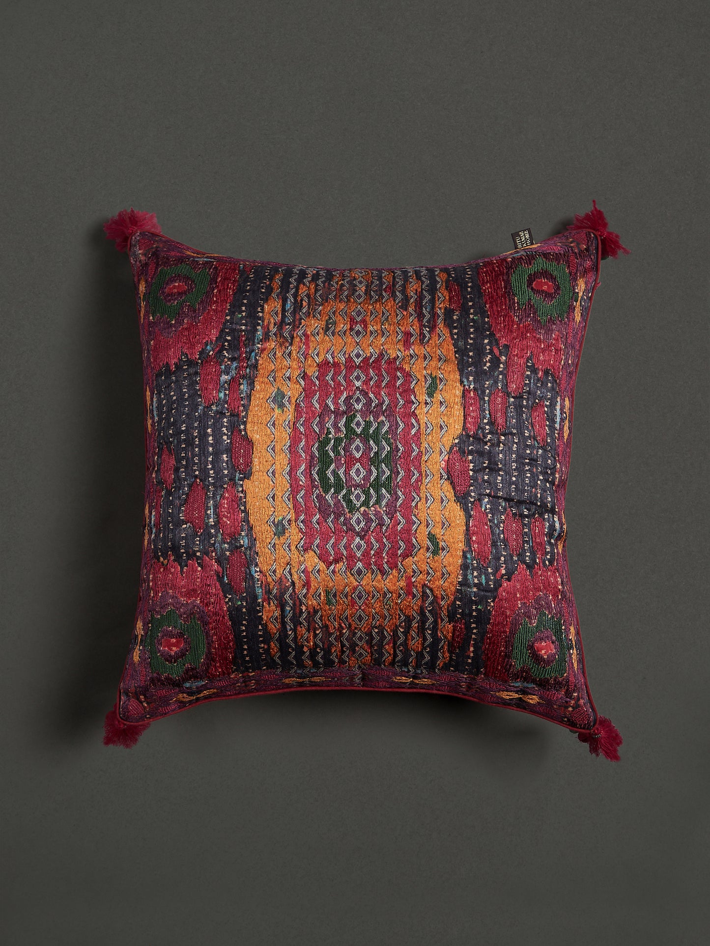 Small Ikat Cushion in Pink Mysore Silk