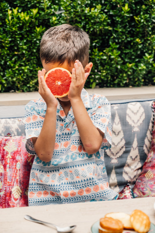 Kids Cotton Shirt in Hawaiian Print