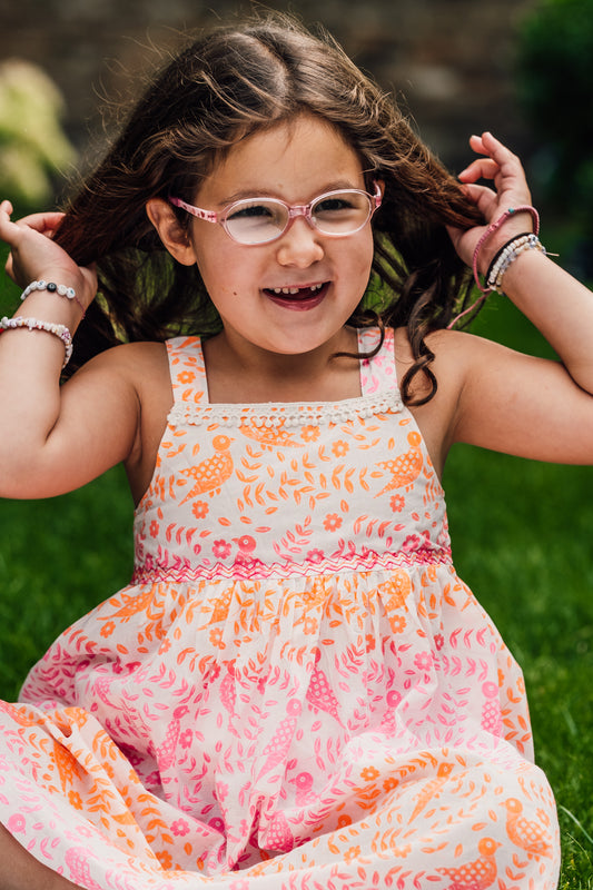 Kids Cotton Dress in Neon Print