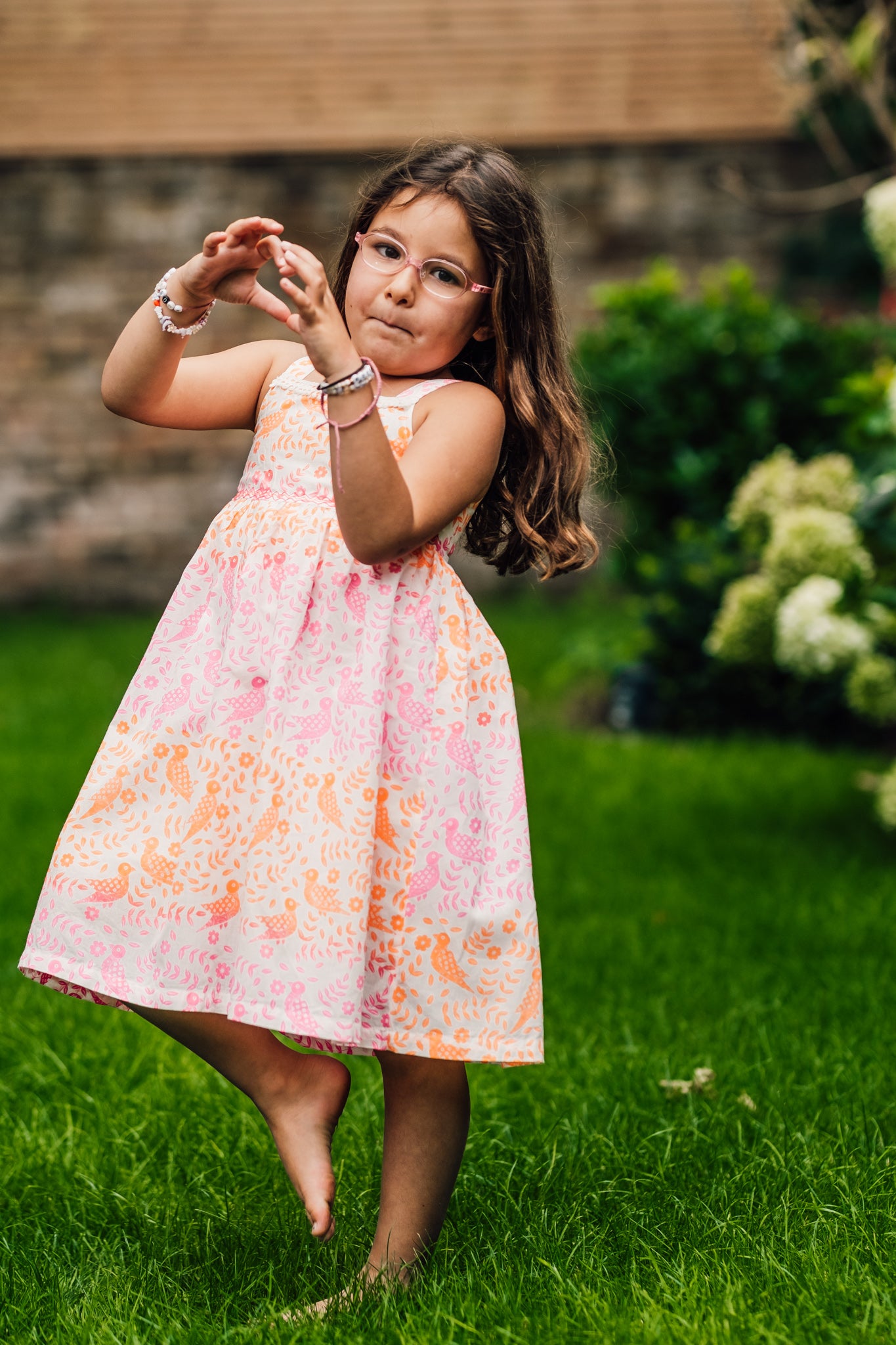 Kids Cotton Dress in Neon Print