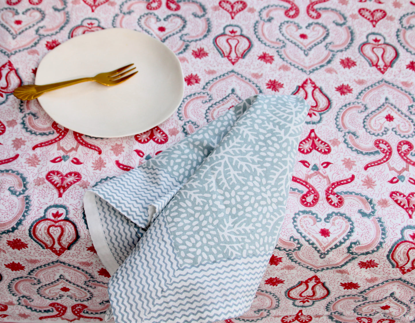 Marigold Block Printed Cotton Tablecloth